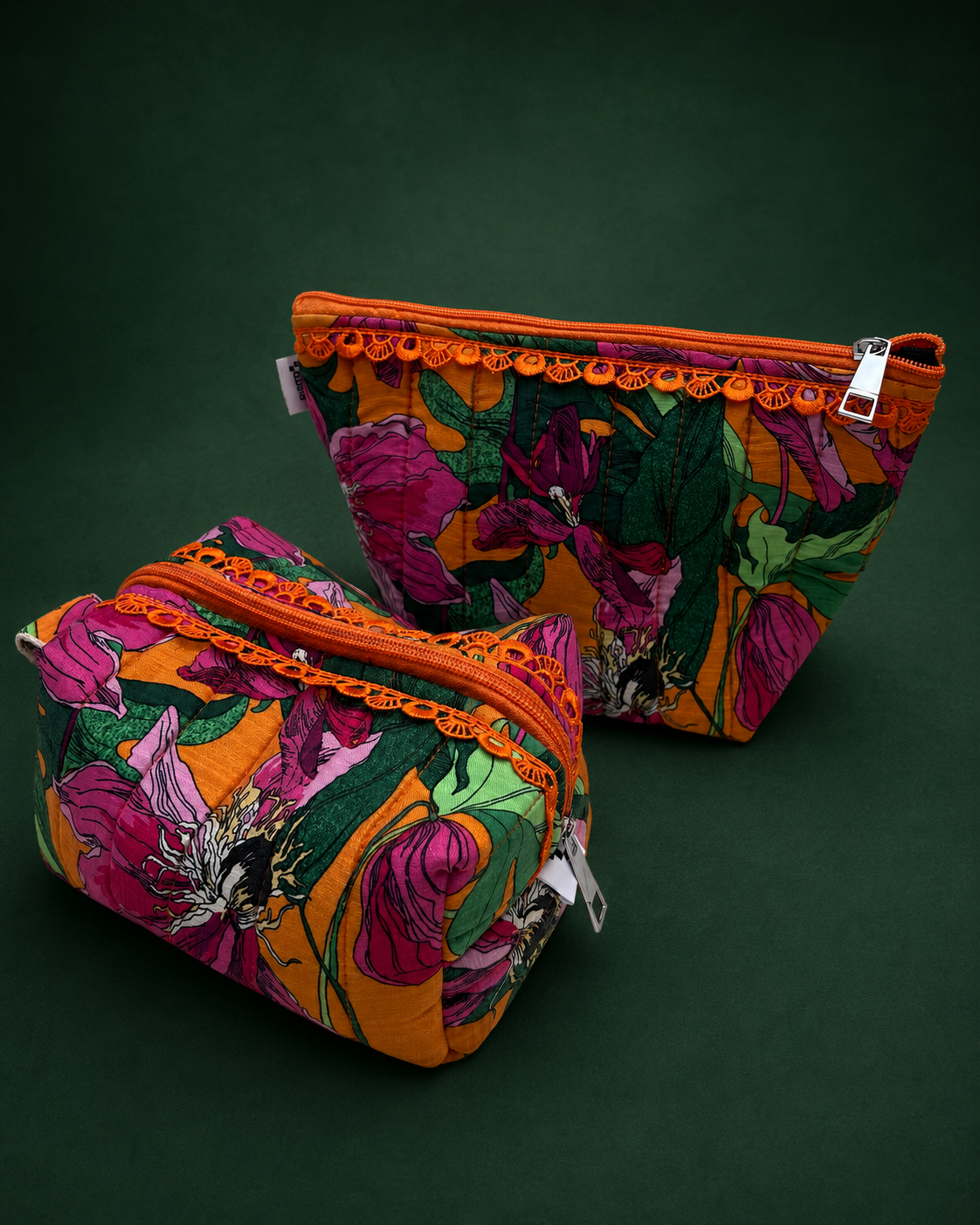 ORANGE JUNGLE QUILTED POUCH