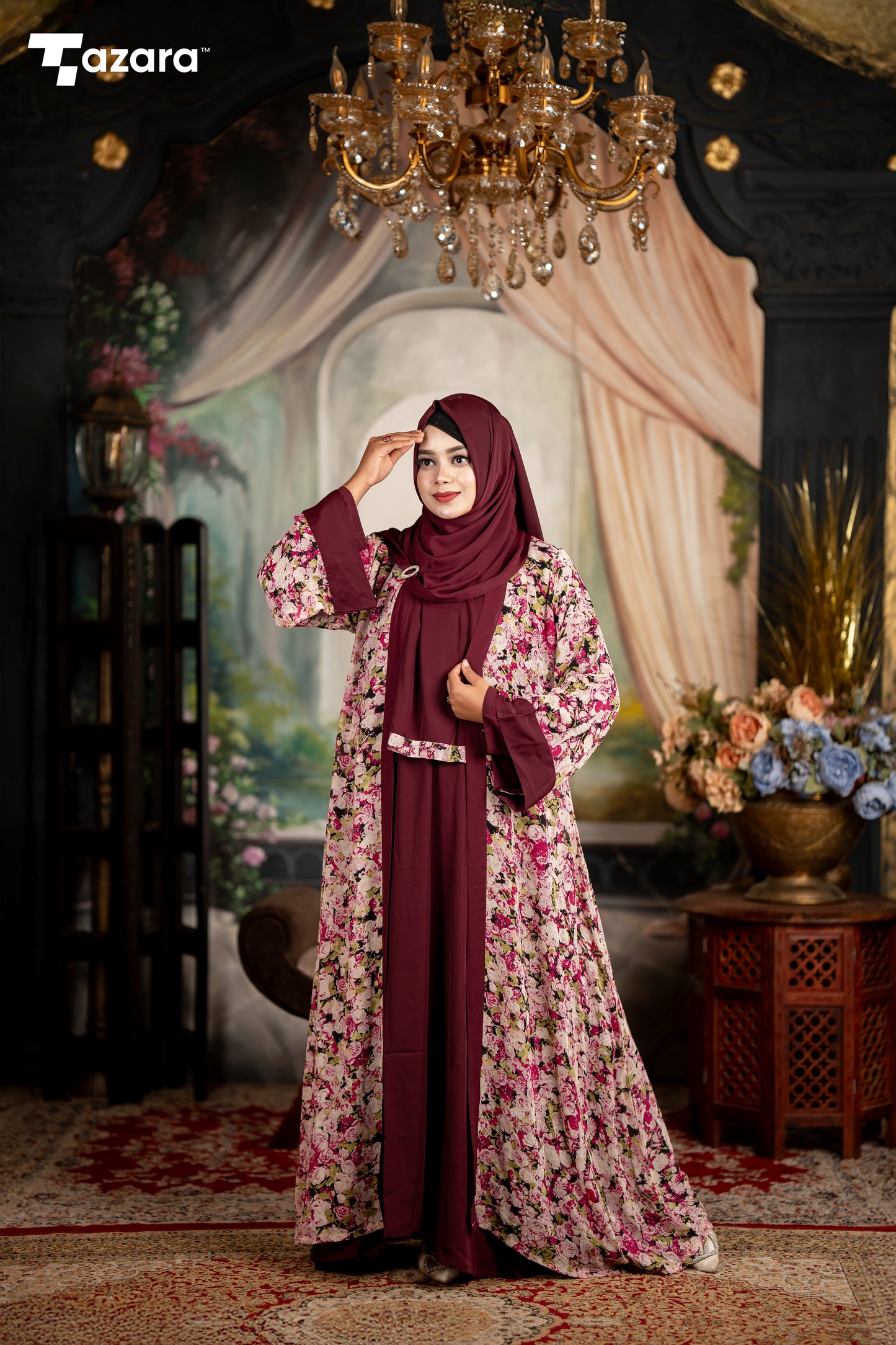 Royal Maroon Abaya Set