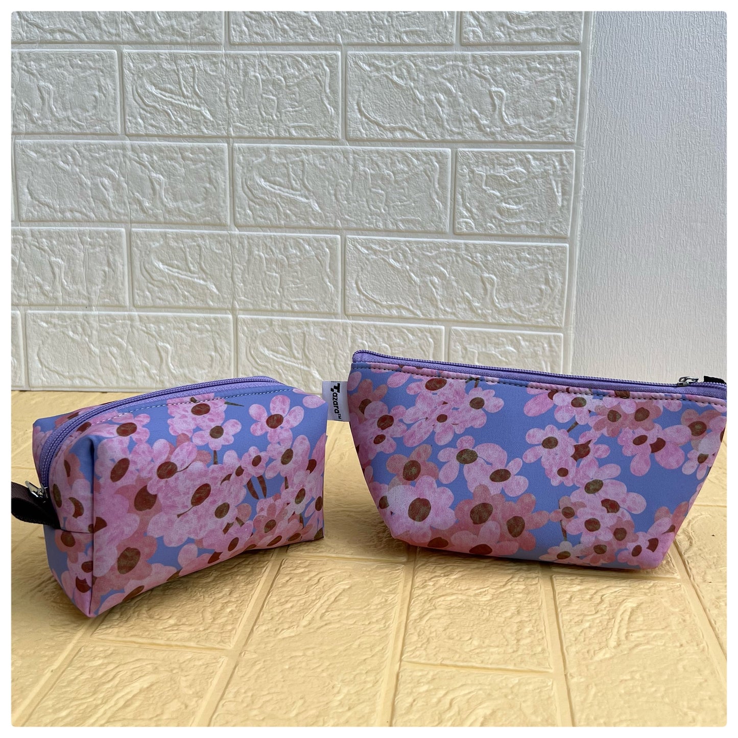 PURPLE PINK FLORAL POUCHES