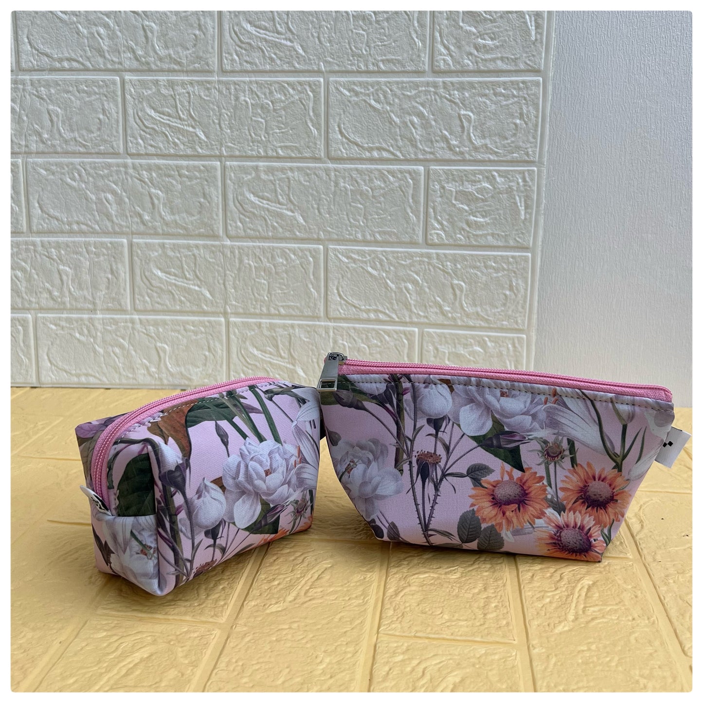 PINK FLORAL POUCHES