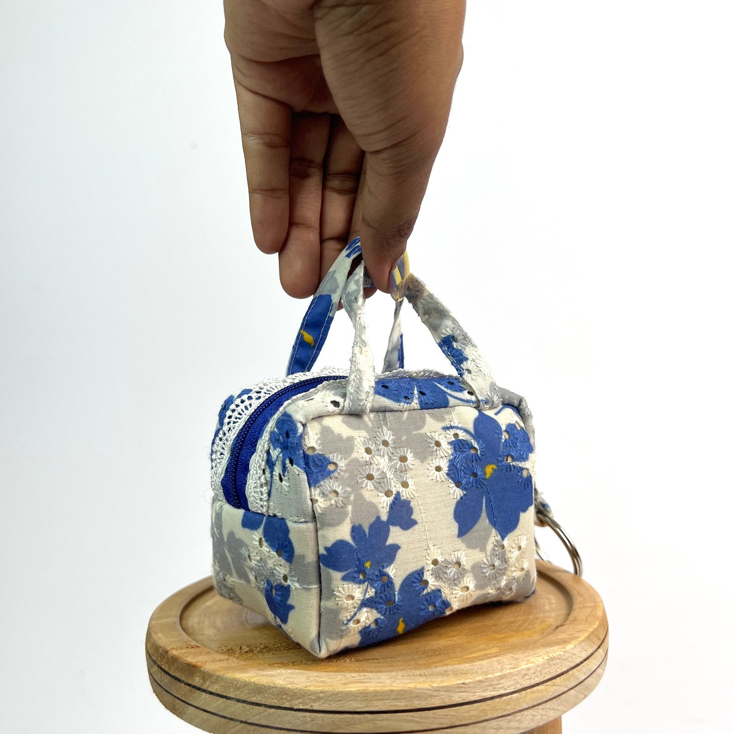 White Floral Key Charm