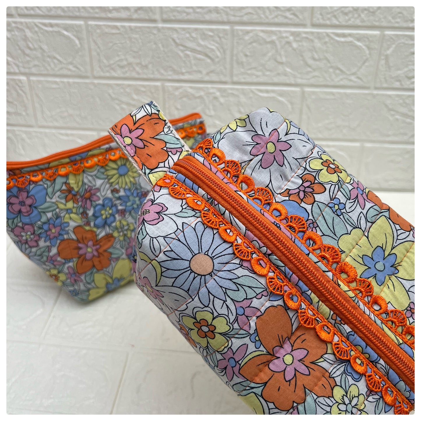 COLORFUL ORANGE QUILTED POUCH