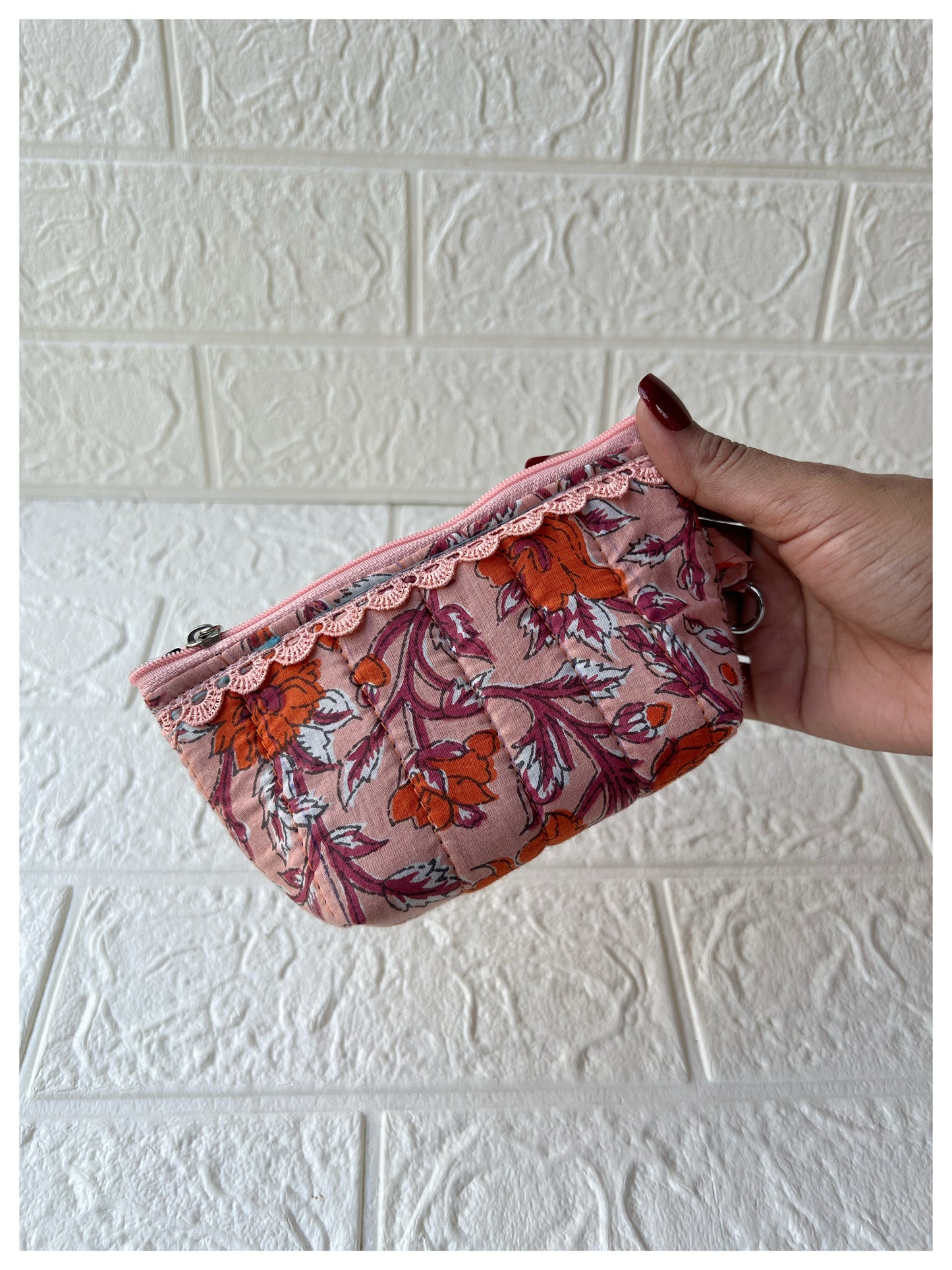 PEACH JOYPURI QUILTED KEY-CHARM
