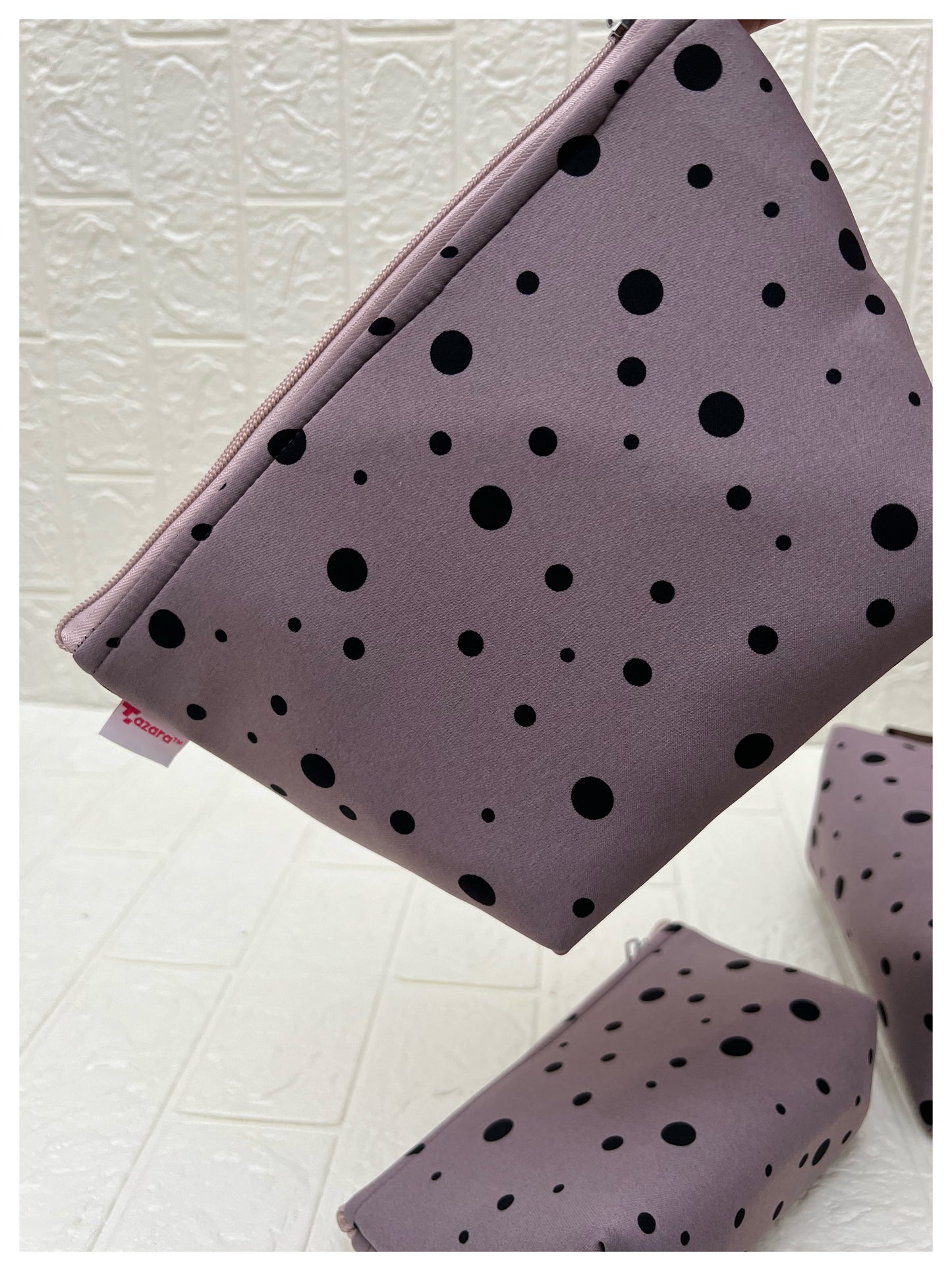 LIGHT PURPLE SMALL BIG POLKA POUCHES