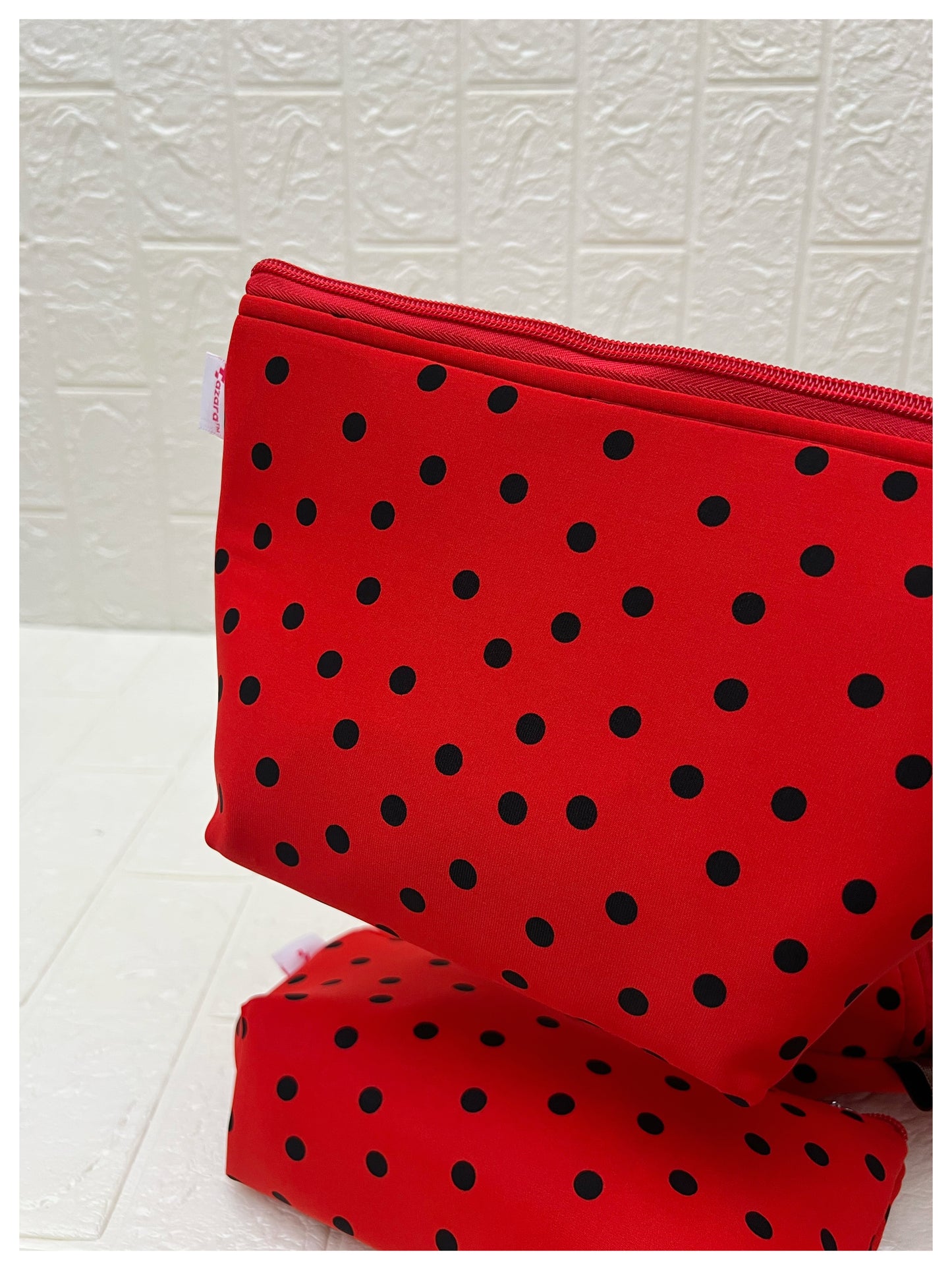 RED BLACK POLKA POUCHES
