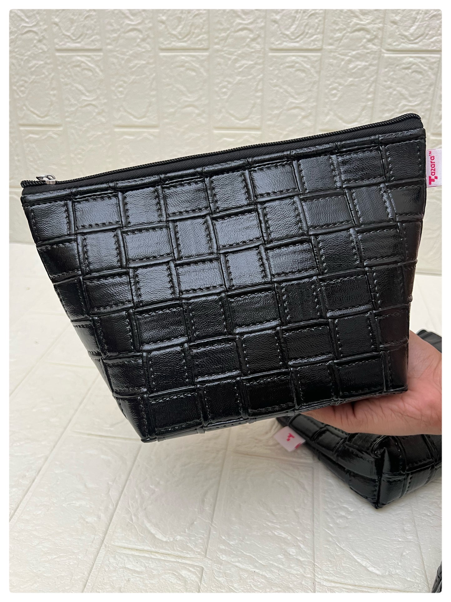 BOXY FAUX LEATHER POUCHES