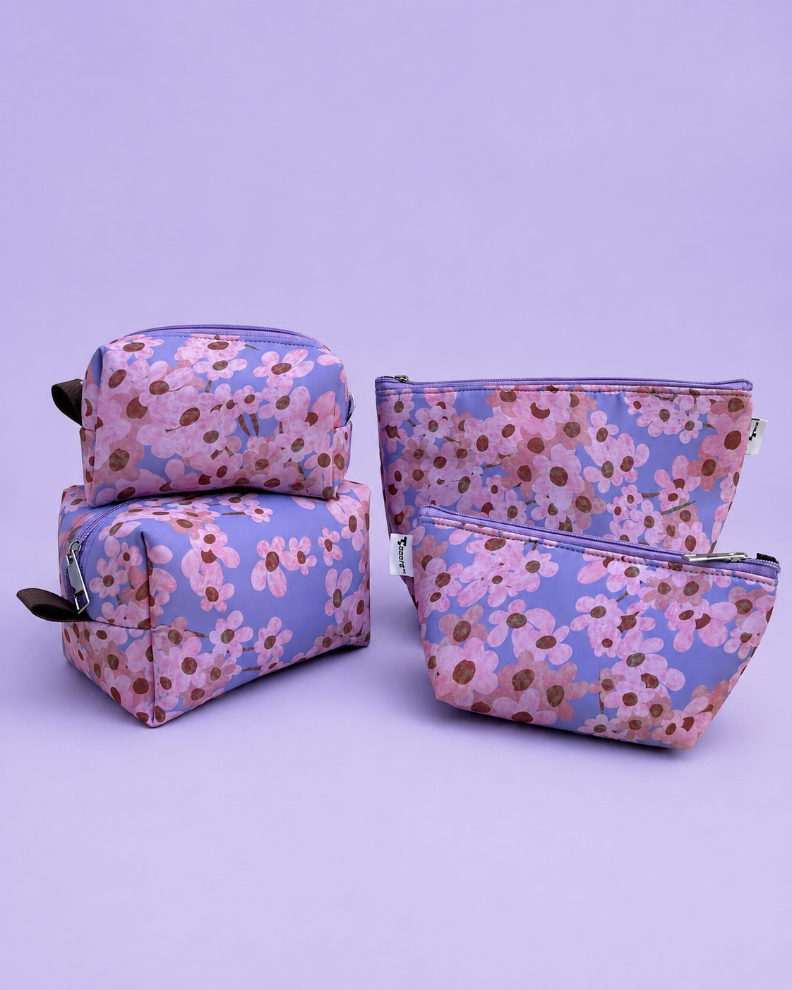 PURPLE PINK FLORAL POUCHES