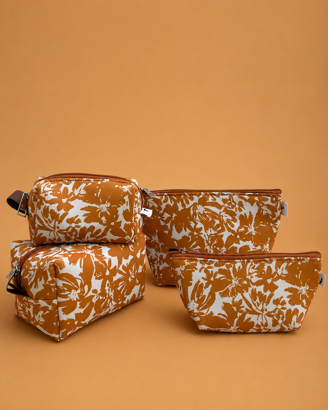 BROWN FLORAL POUCHES