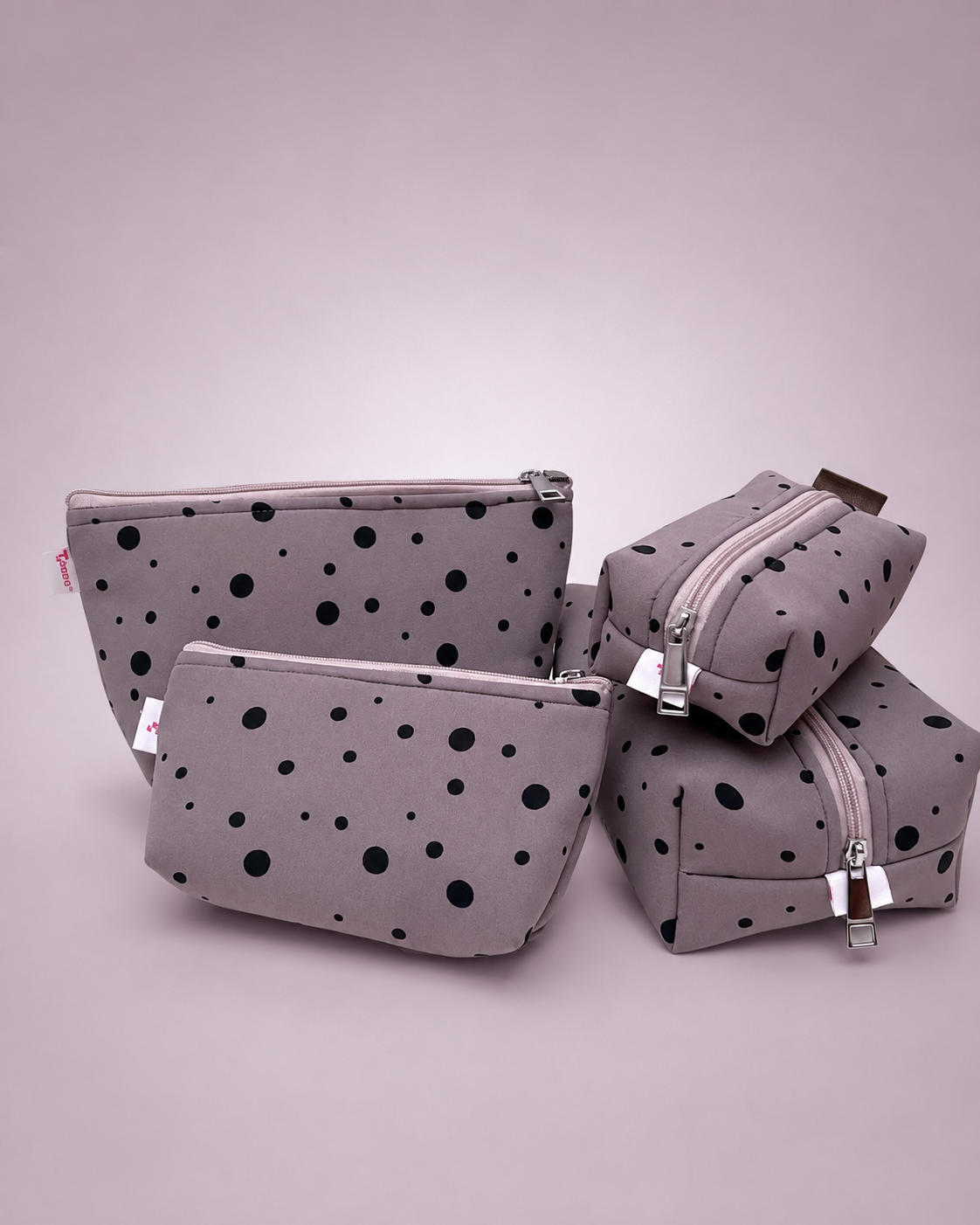 LIGHT PURPLE SMALL BIG POLKA  POUCHES