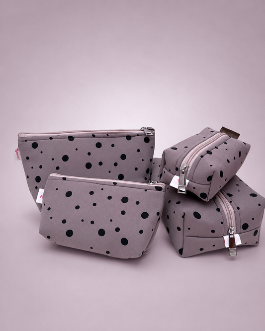 LIGHT PURPLE SMALL BIG POLKA  POUCHES