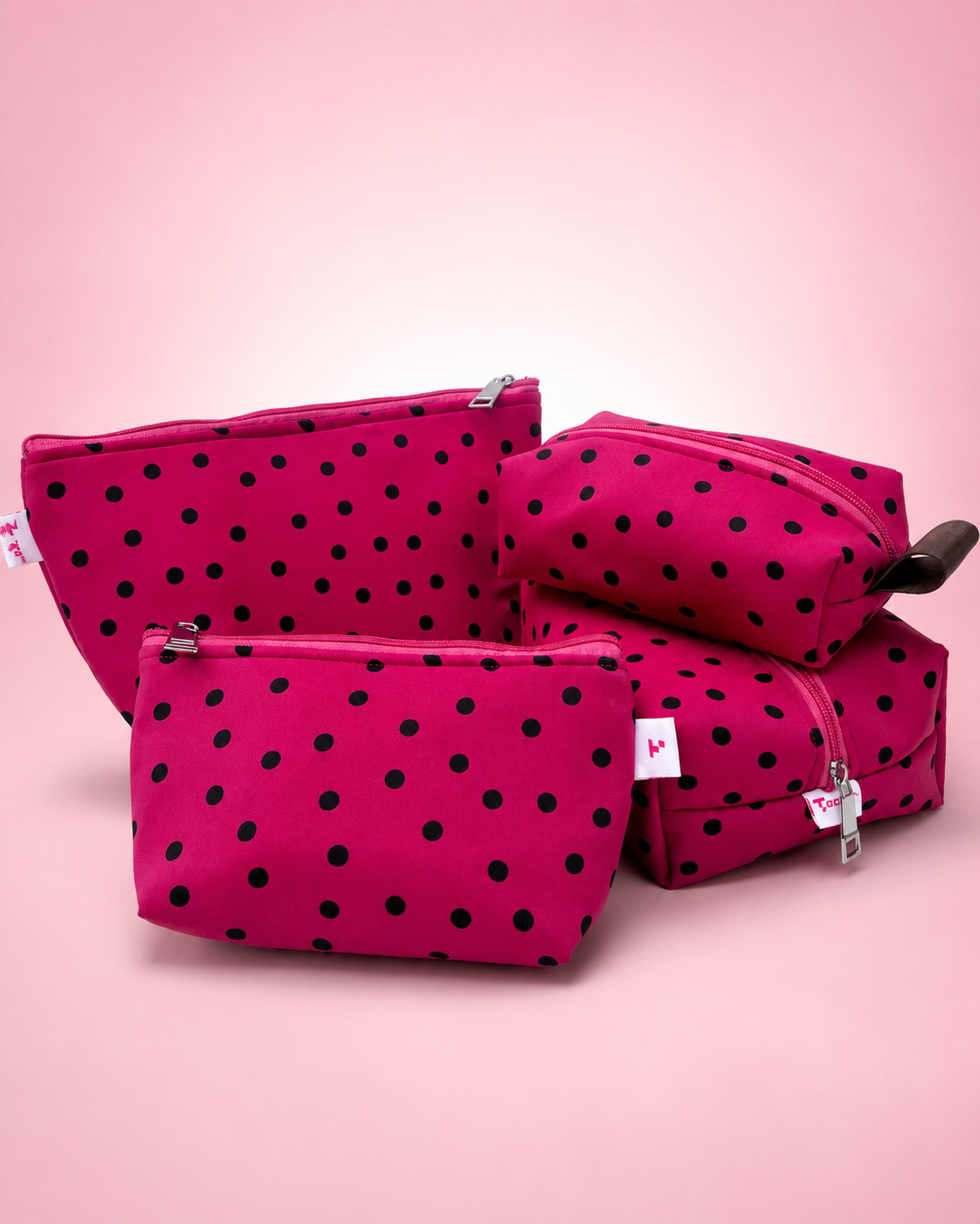 HOT PINK POLKA  POUCHES