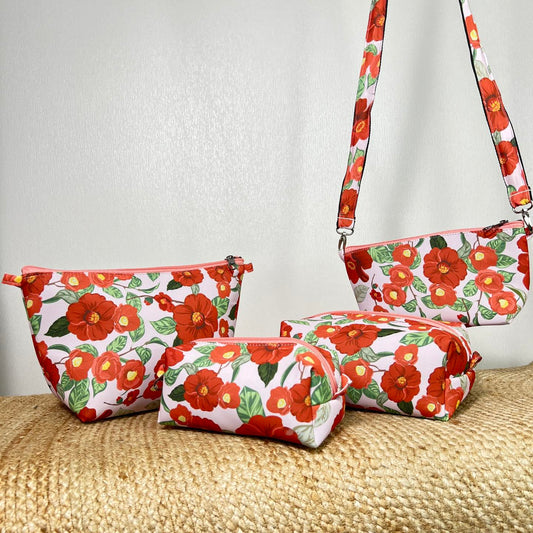 PINK RED CONVERTIBLE POUCH SET