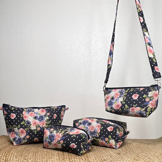 NAVY DOT CONVERTIBLE POUCH SET