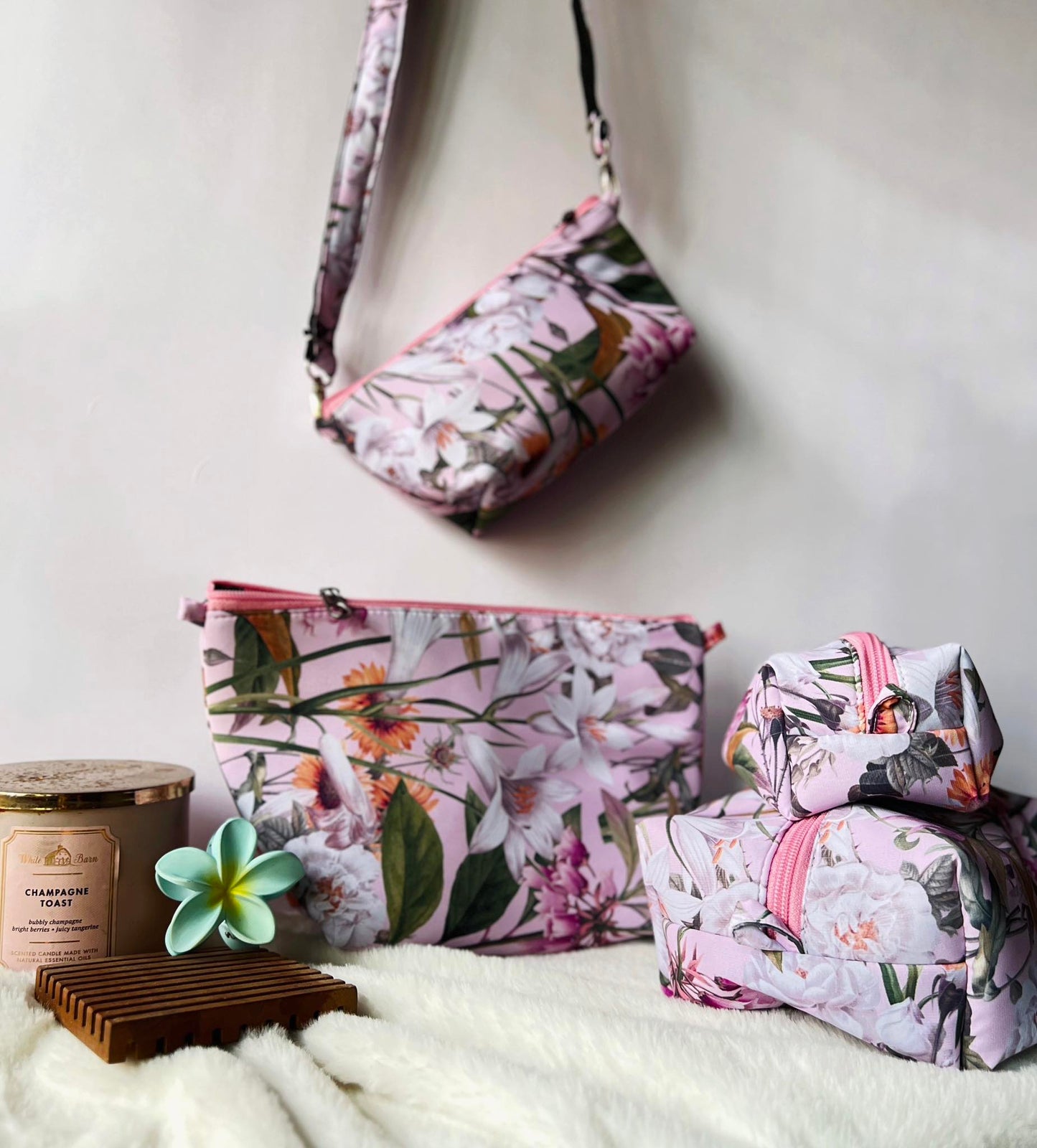 PINK FLORAL CONVERTIBLE POUCH