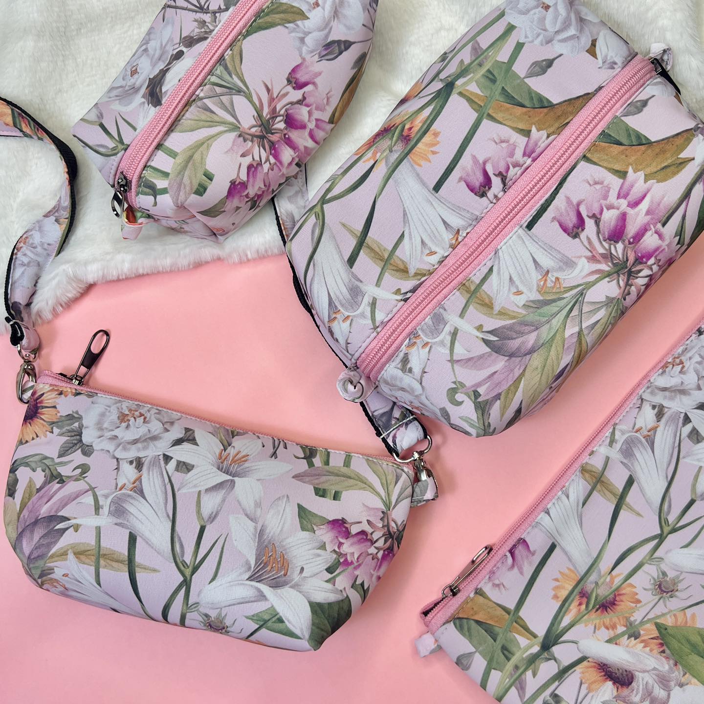 PINK FLORAL CONVERTIBLE POUCH