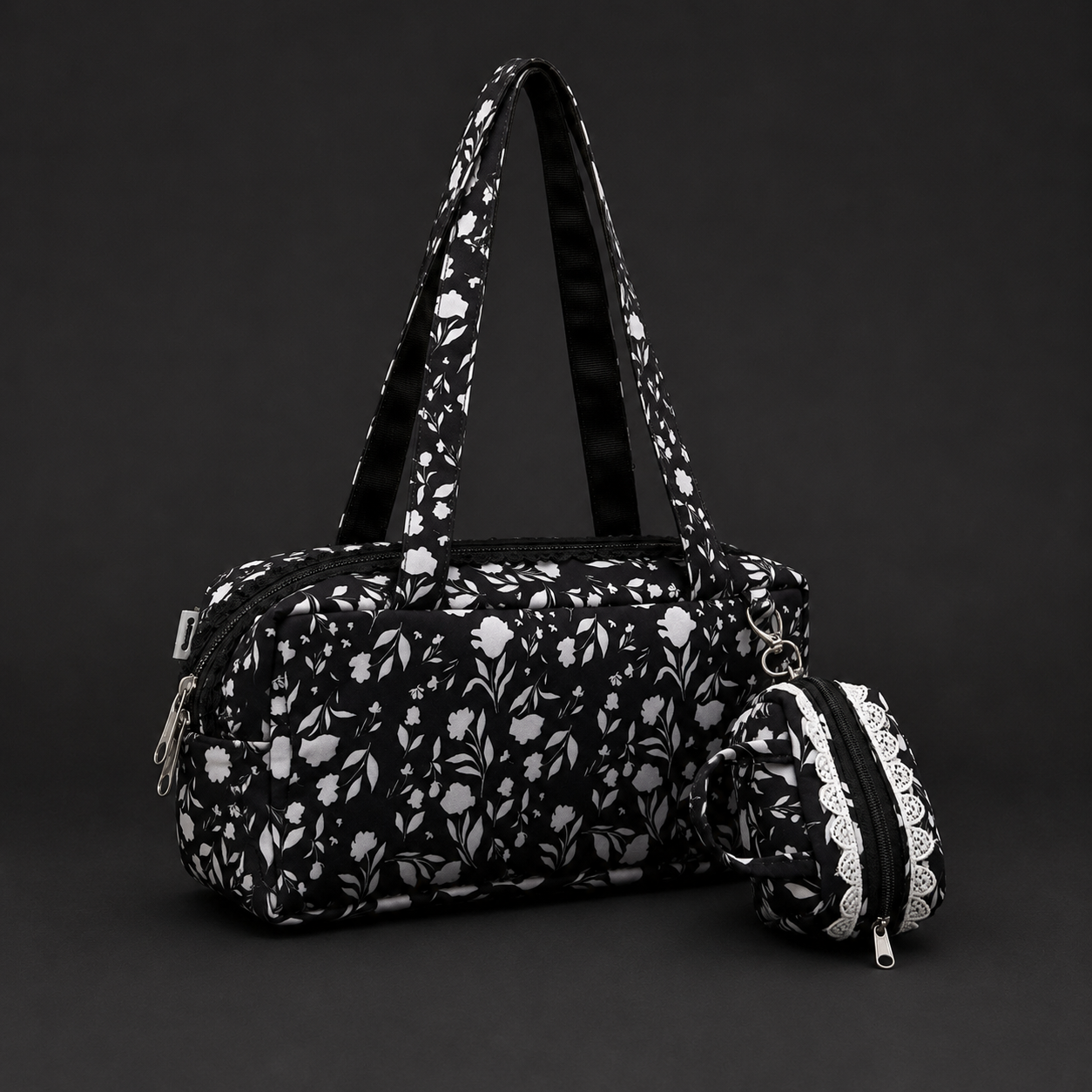 Black Floral Piko Tote
