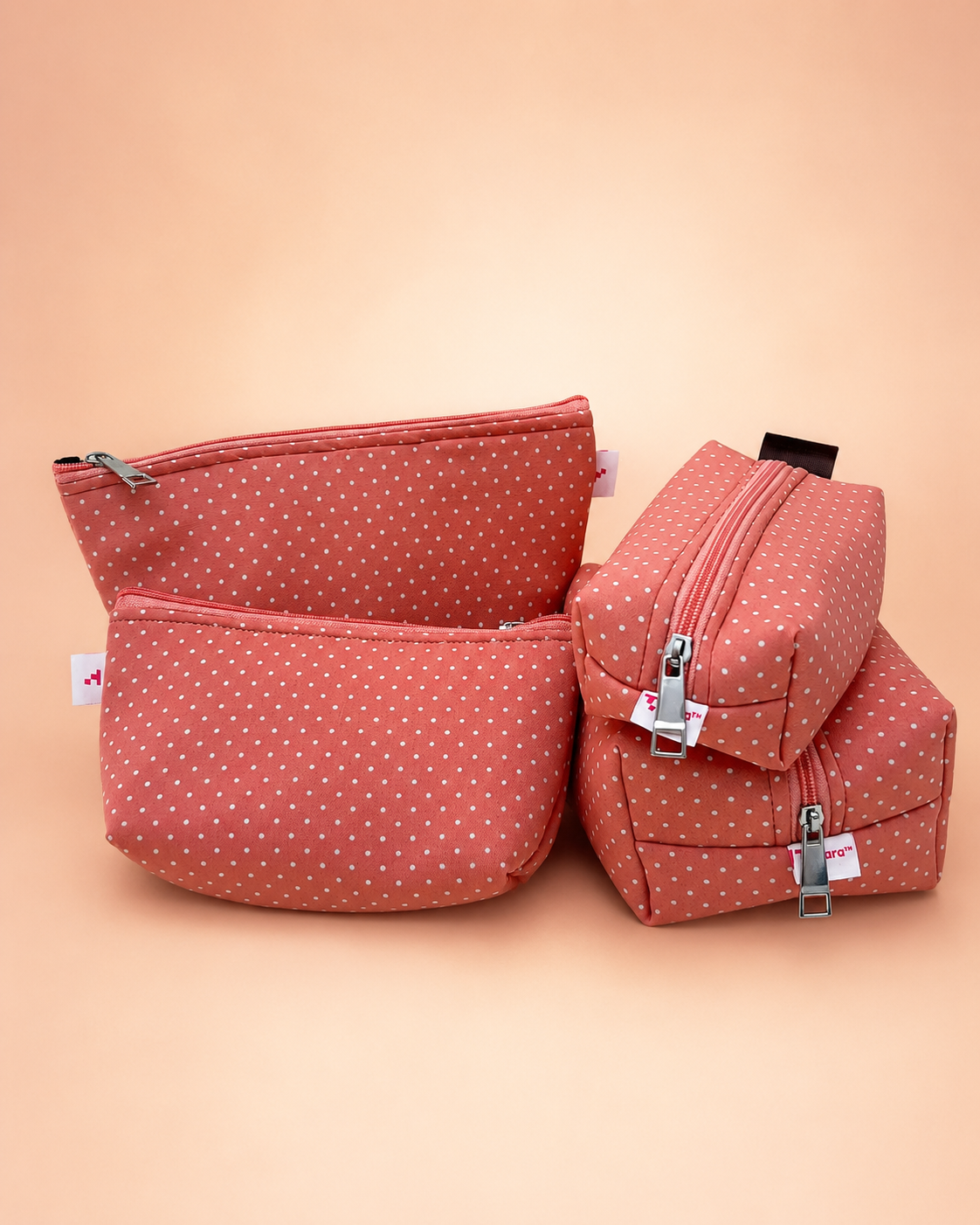 PEACH POLKA POUCHES
