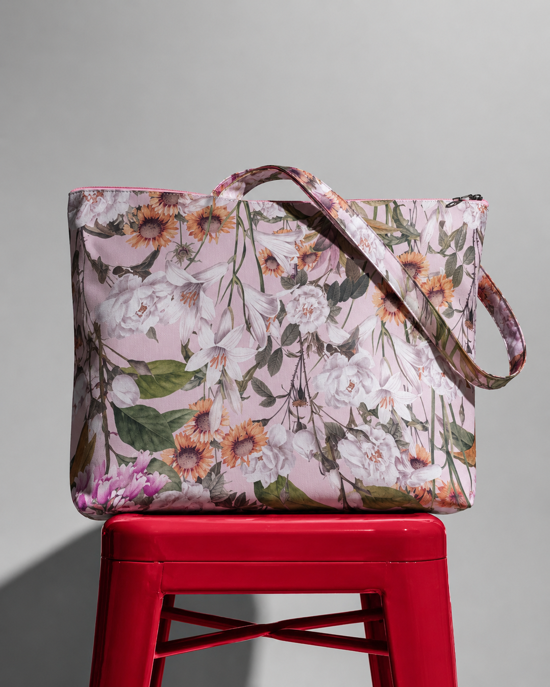 PINK FLORAL TOTE BAG