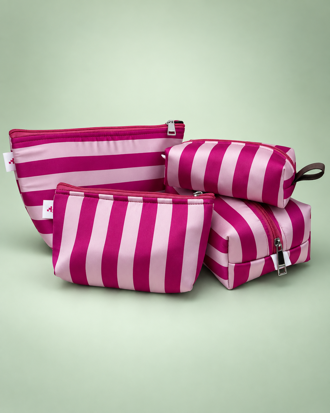 DARK PINK STRIPE POUCHES