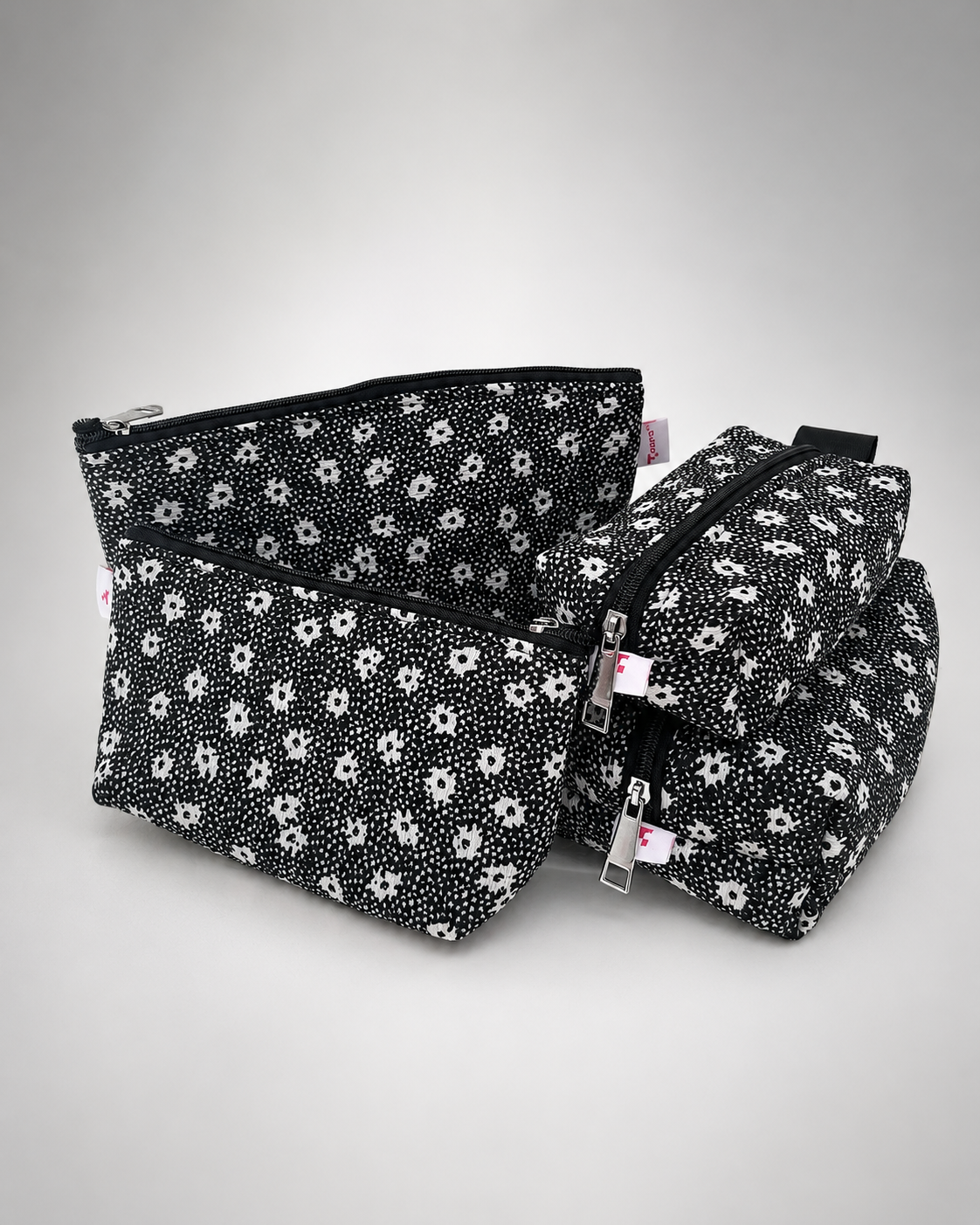 BNW POLKA FLORAL POUCHES