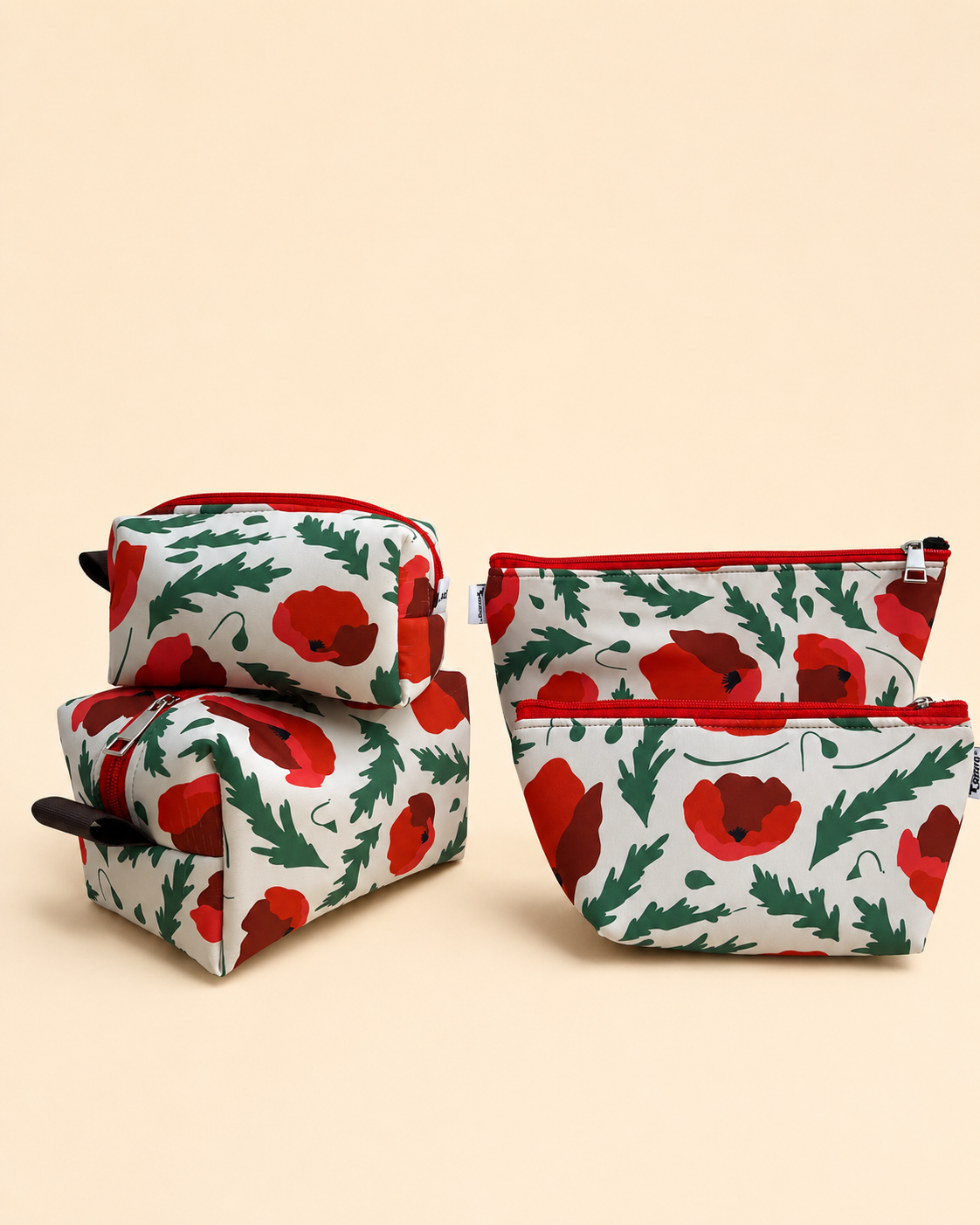 RED FLORAL POUCHES