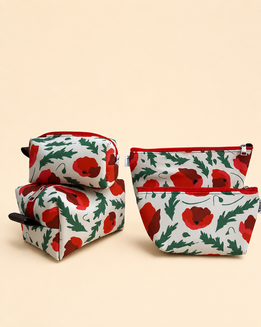 RED FLORAL POUCHES