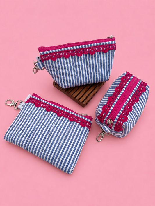 LIGHTBLUE STRIPE BAGCHARM