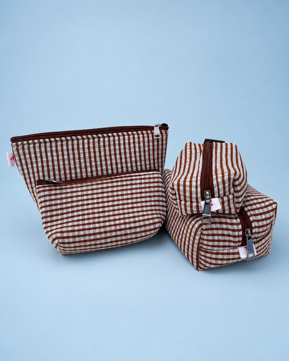 BROWN CHECK POUCHES