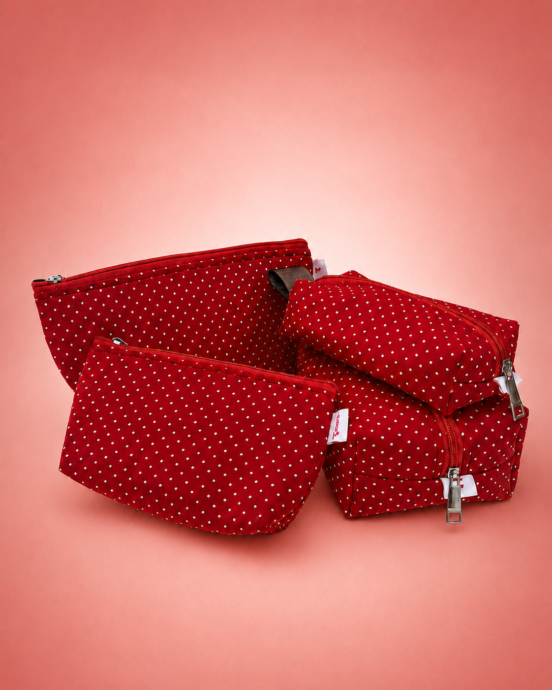 RED SMALL POLKA POUCHES