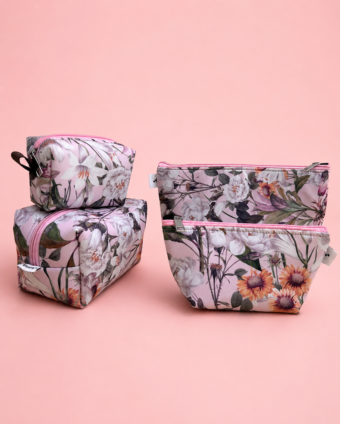PINK FLORAL POUCHES