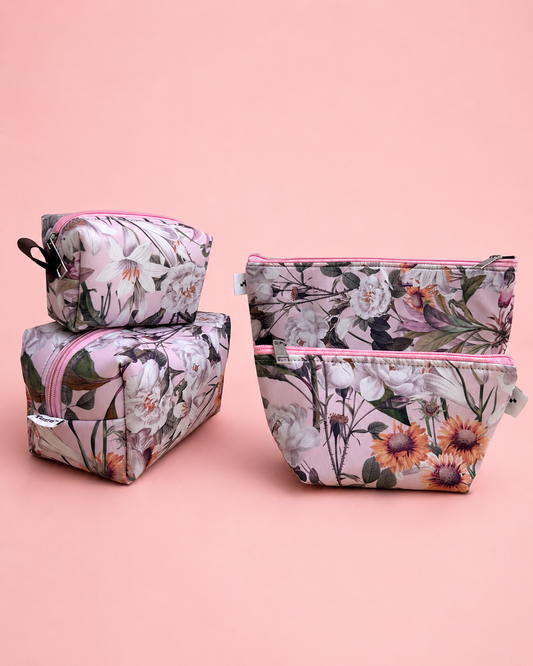 PINK FLORAL POUCHES