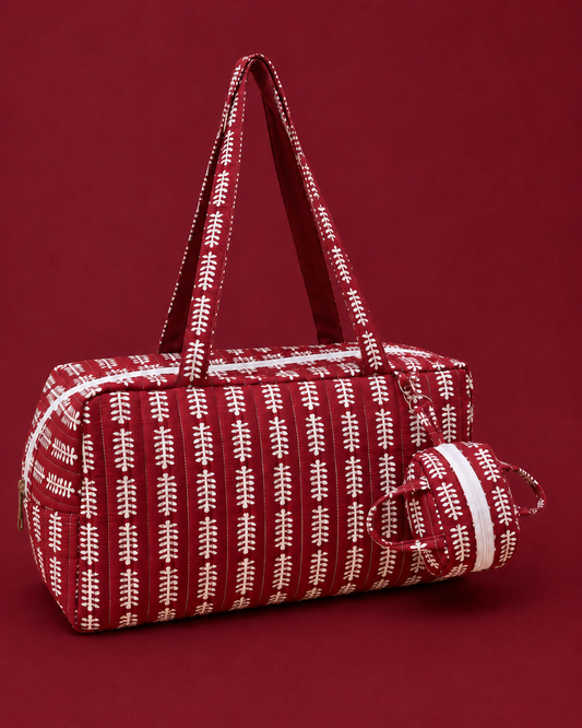 RED QUILTED PAMELA TOTE