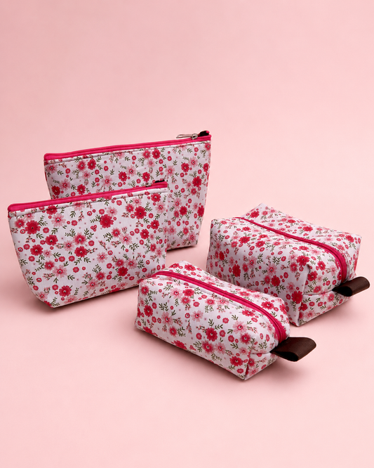 PINK SMALL FLORAL POUCHES