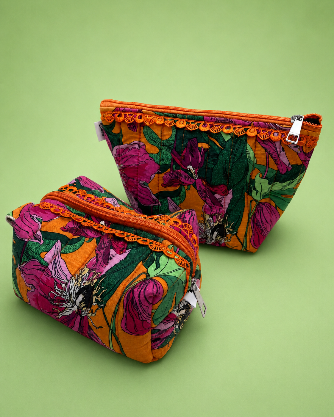 ORANGE JUNGLE QUILTED POUCH