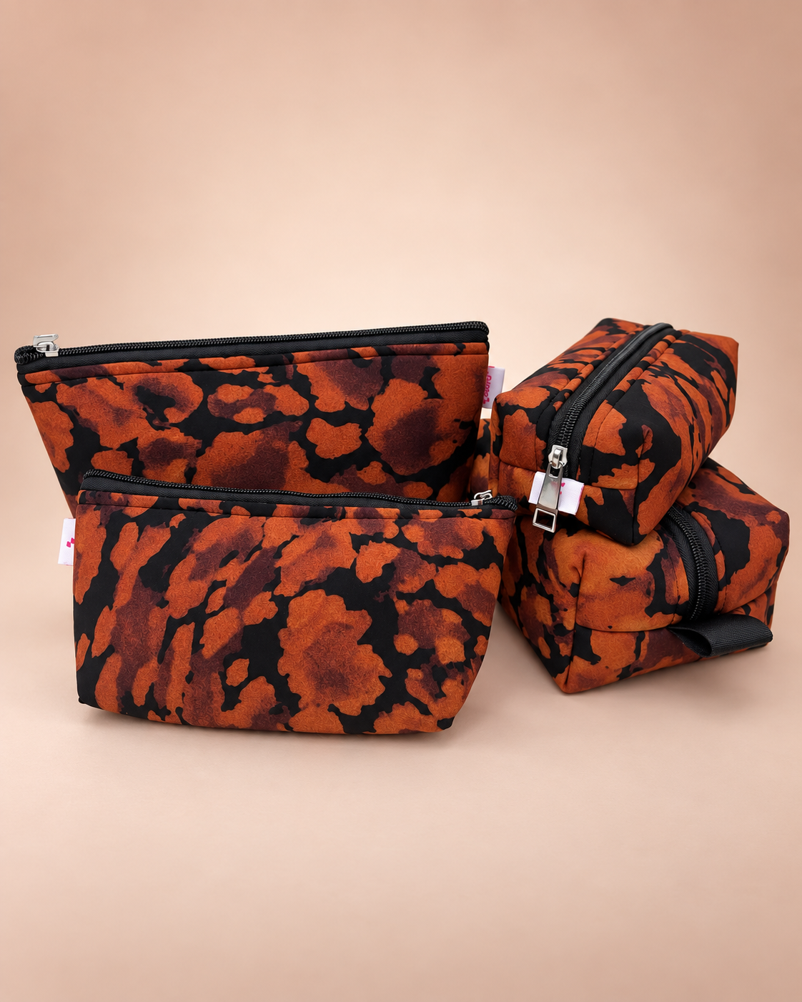 BLACK-ORANGE ABSTRACT POUCHES