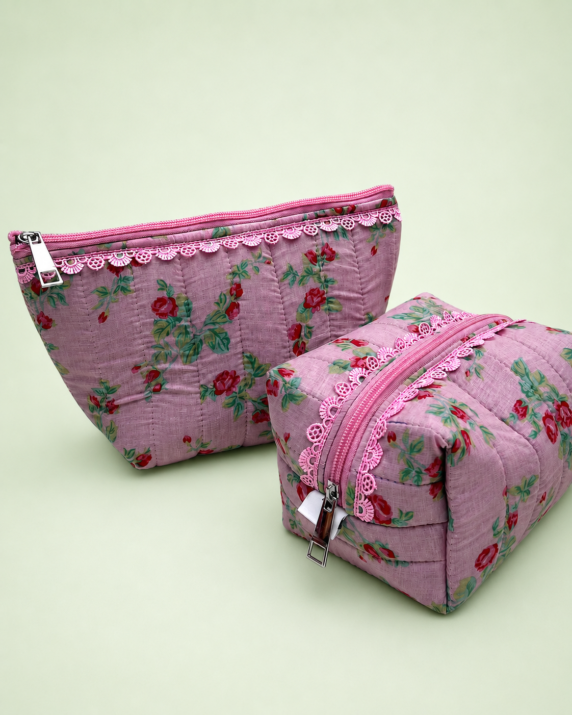 PINK ROSE QUILTED POUCH
