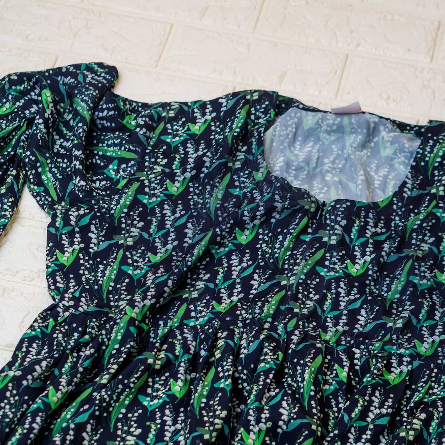 Green Floral Long Tops