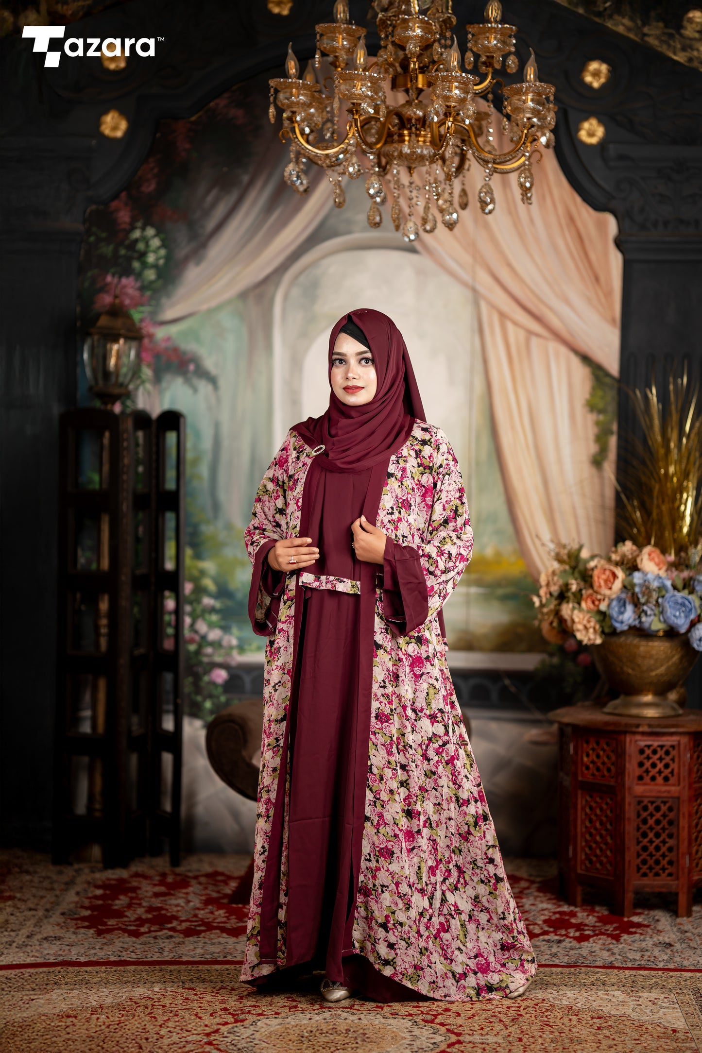 Royal Maroon Abaya Set