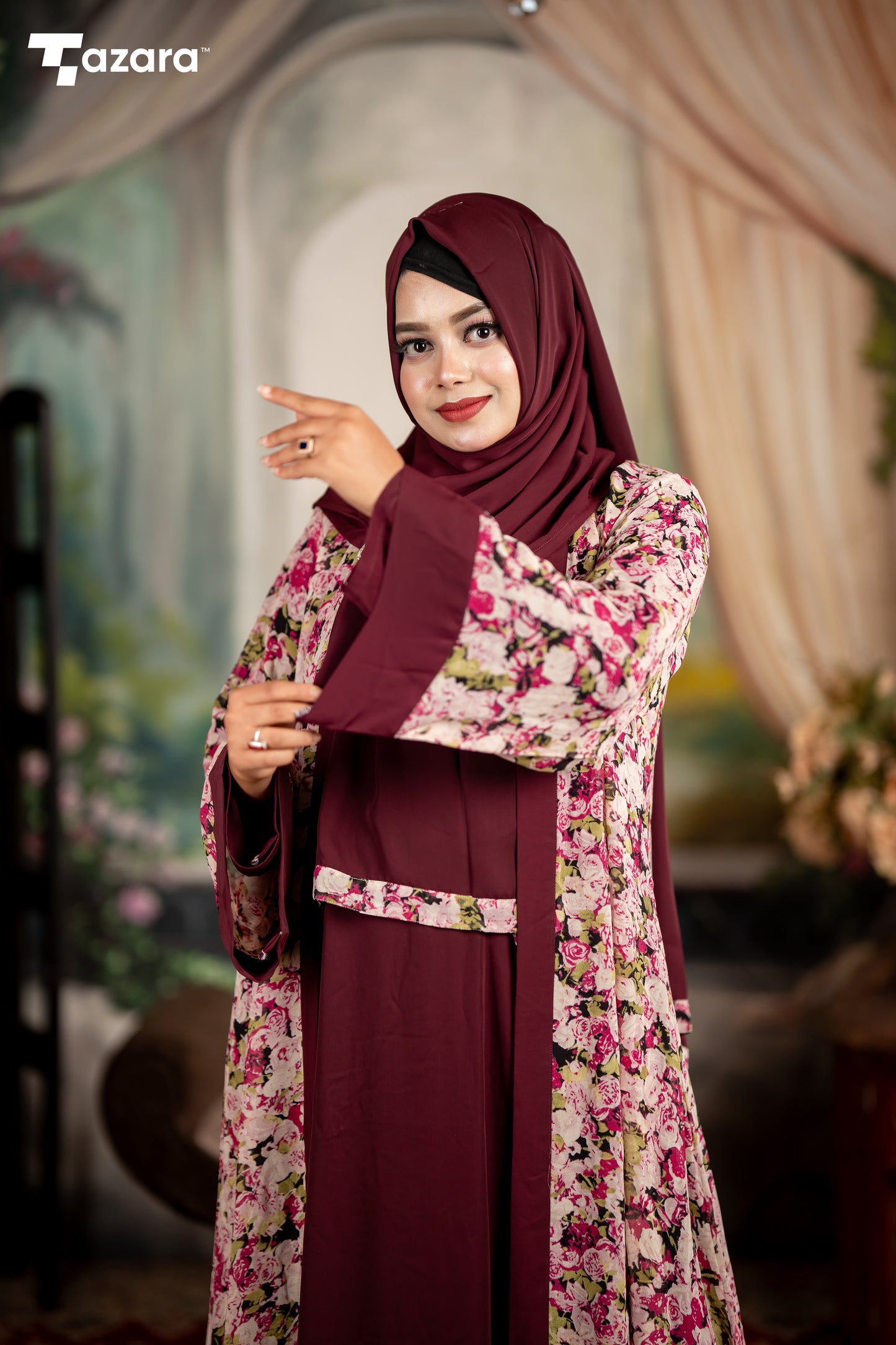 Royal Maroon Abaya Set