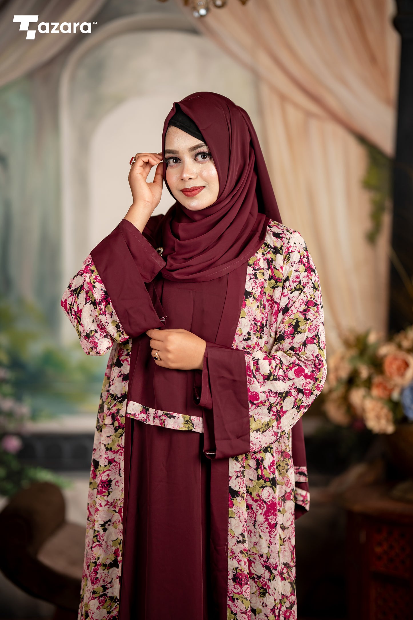 Royal Maroon Abaya Set