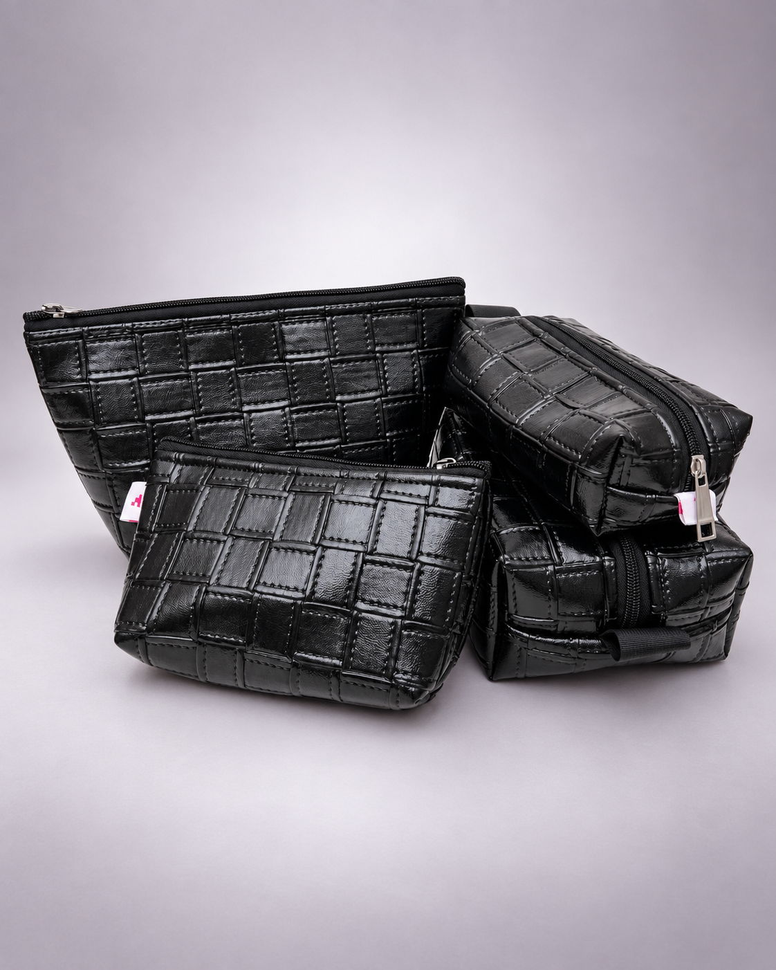 BOXY FAUX LEATHER POUCHES