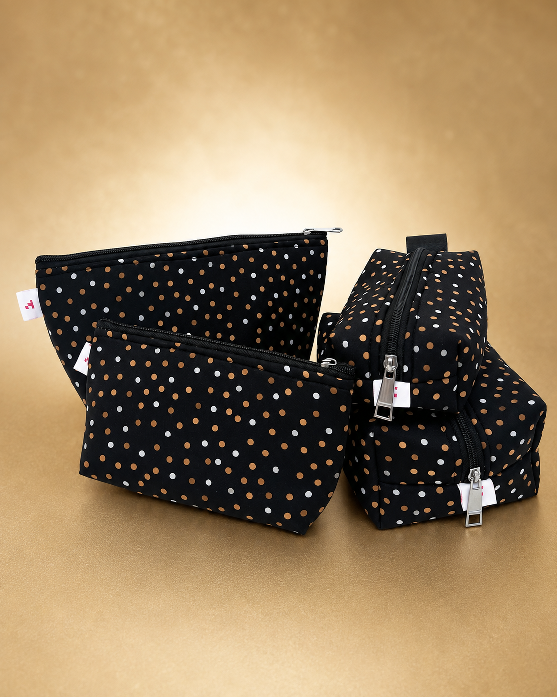 BLACK MULTI COLOR POLKA POUCHES