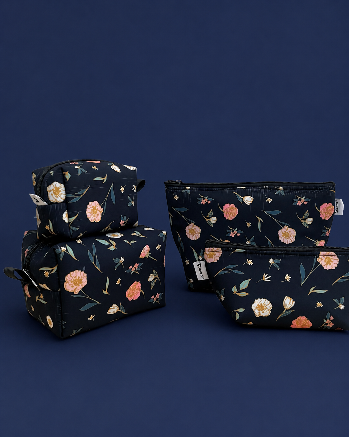 BLACK SMALL FLORAL POUCHES