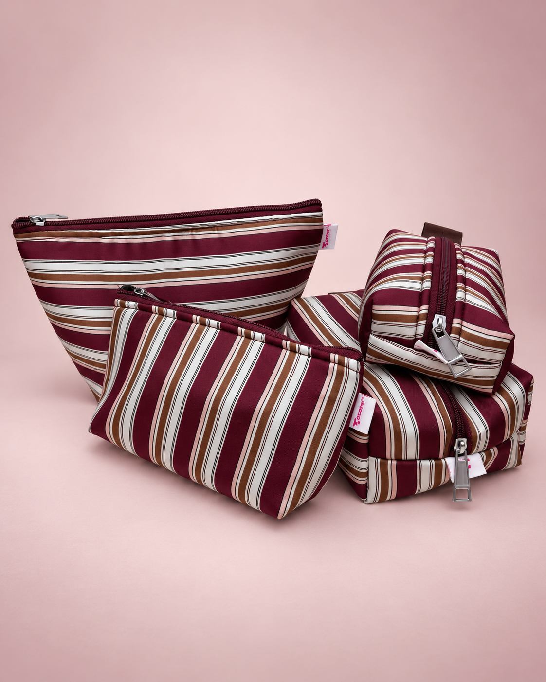 MAROON STRIPE POUCHES