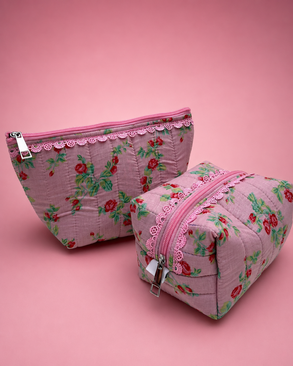 PINK ROSE QUILTED POUCH