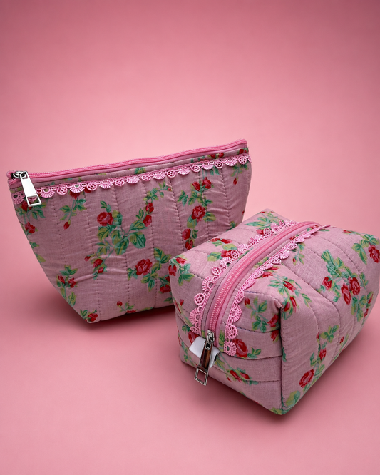 PINK ROSE QUILTED POUCH
