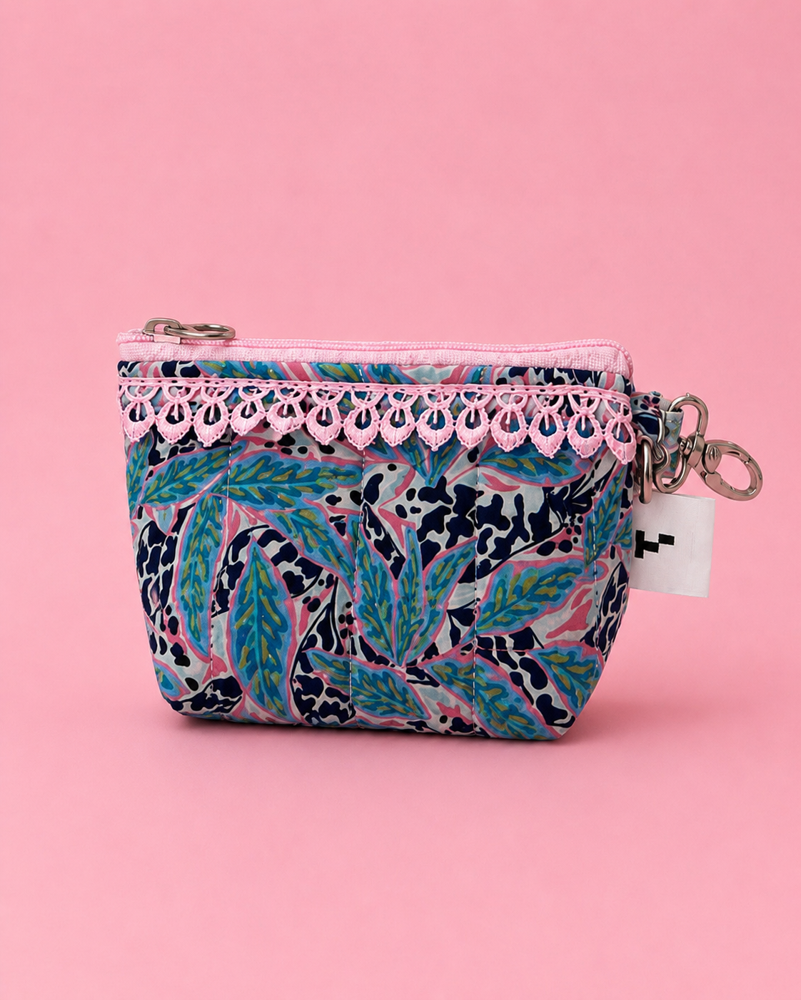 PINK BLUE FLORAL KEY CHARM