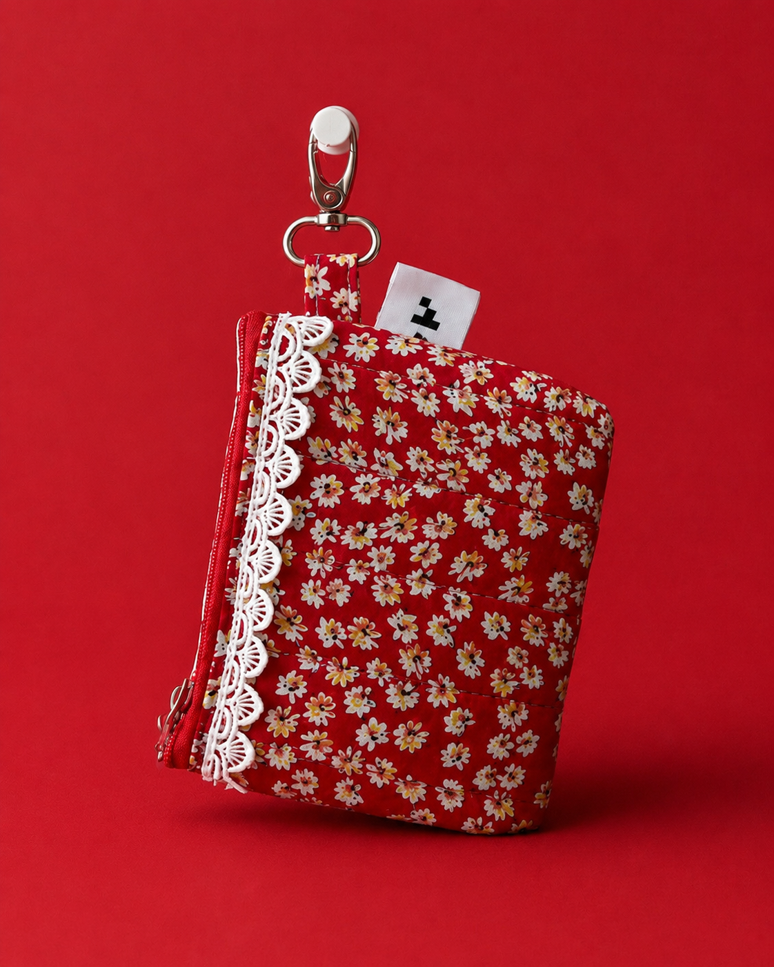 RED FLORAL KEY CHARM