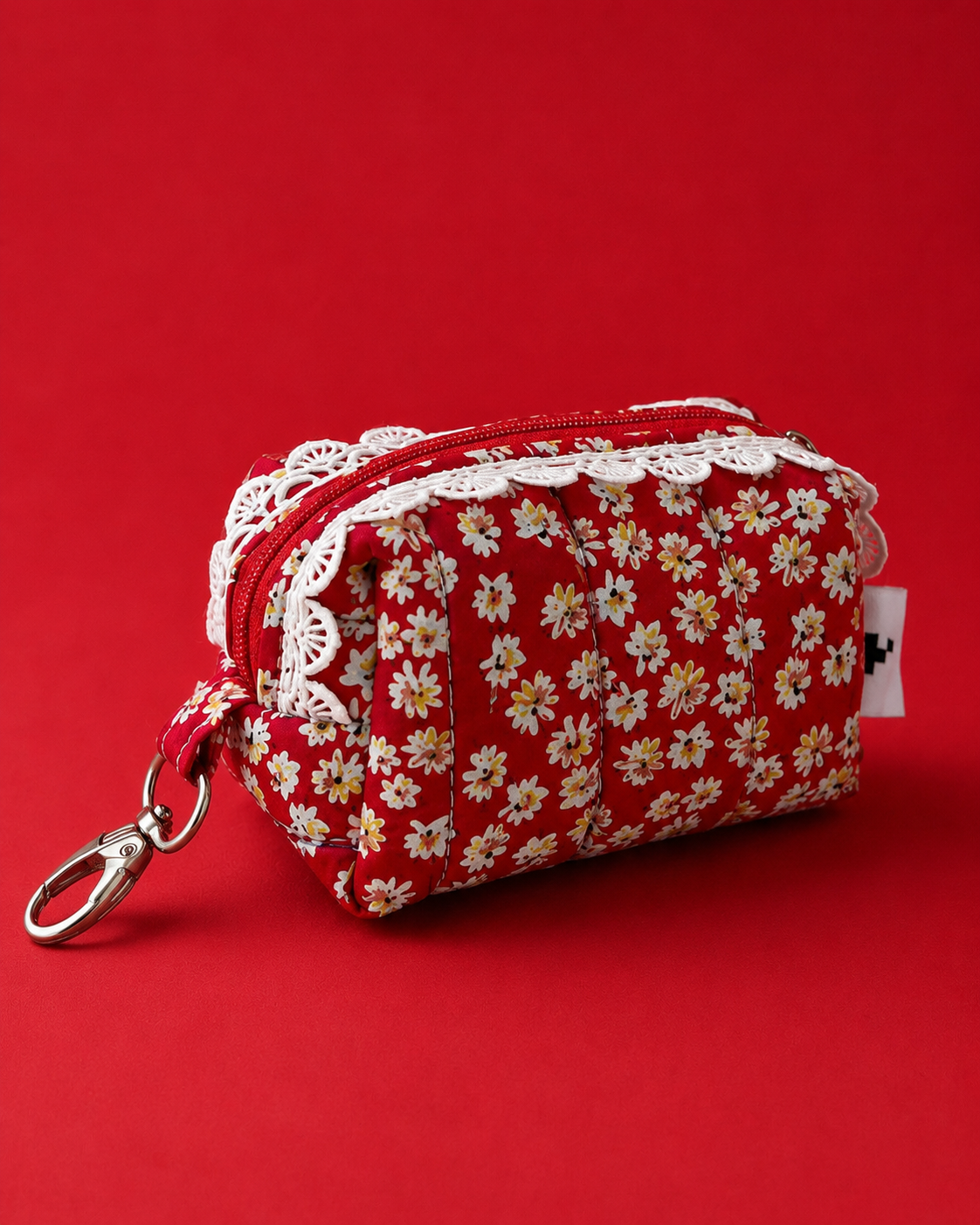 RED FLORAL KEY CHARM