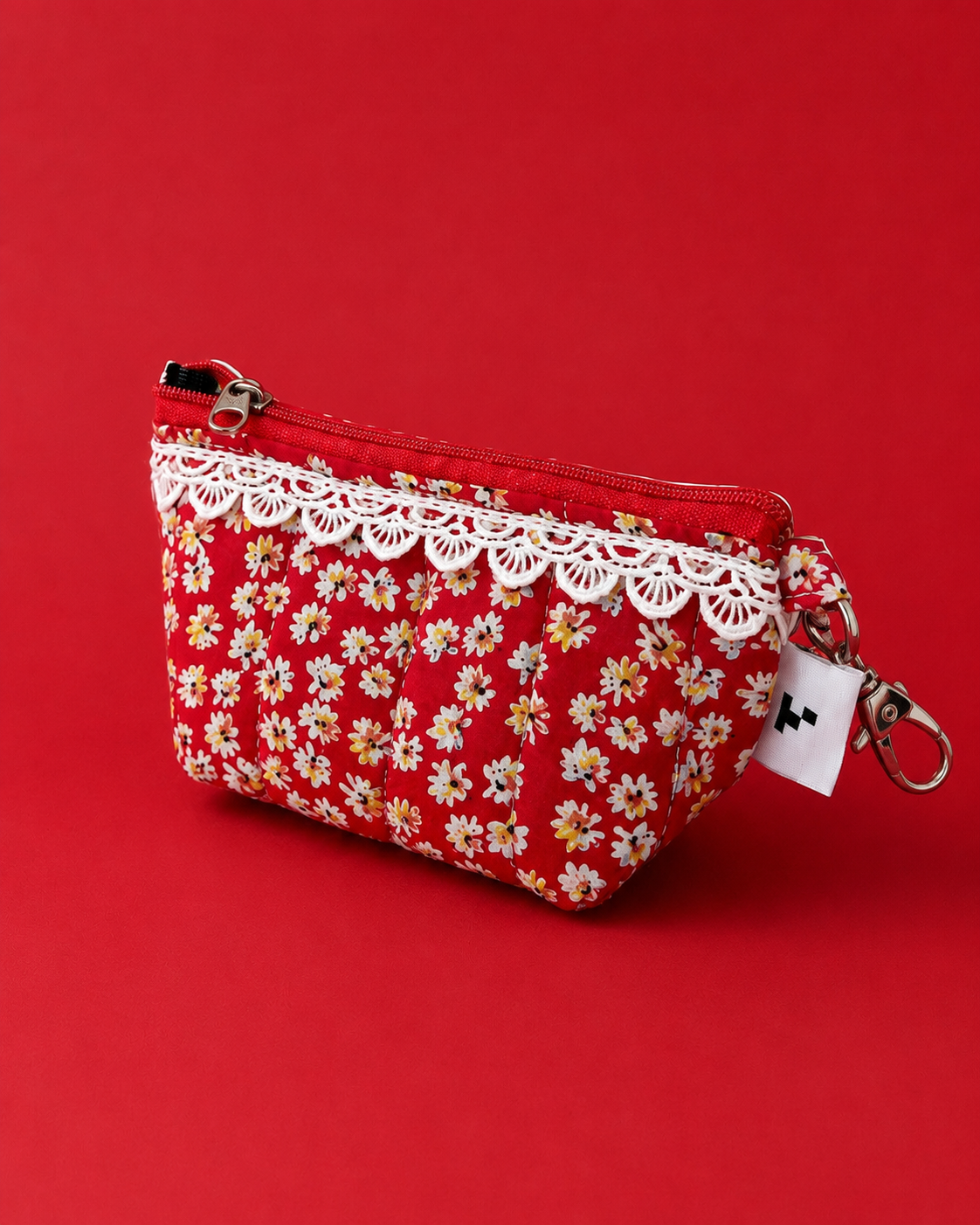 RED FLORAL KEY CHARM